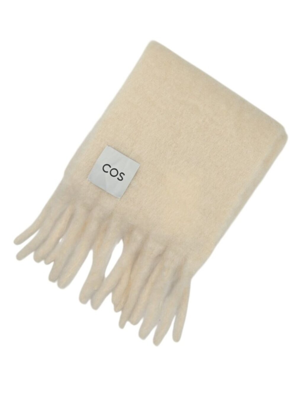 COS Fringed Brushed-Mohair Scarf in Buttermilk